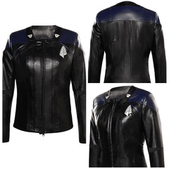Damen Beverly Crusher Lederjacke Cosplay Kostüm Outfits Halloween Karneval Anzug