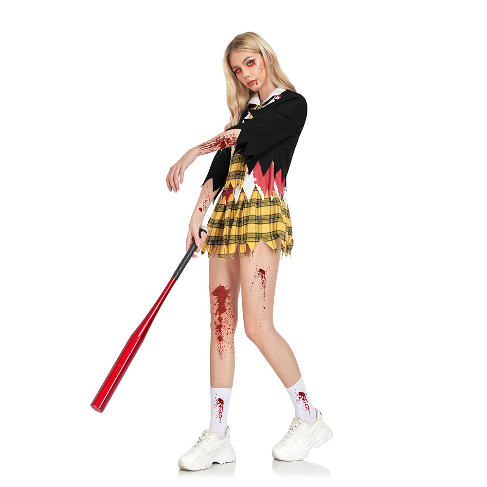 Damen Campus Zombies Cosplay Kostüm Outfits Halloween Karneval Anzug