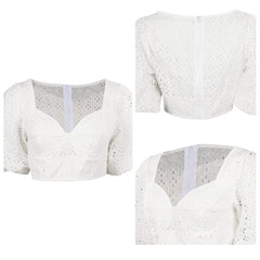 Damen Cosplay Kostüm Outfits Halloween Karneval Anzug Puffärmel weiß abgeschnittene Top