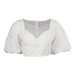 Damen Cosplay Kostüm Outfits Halloween Karneval Anzug Puffärmel weiß abgeschnittene Top