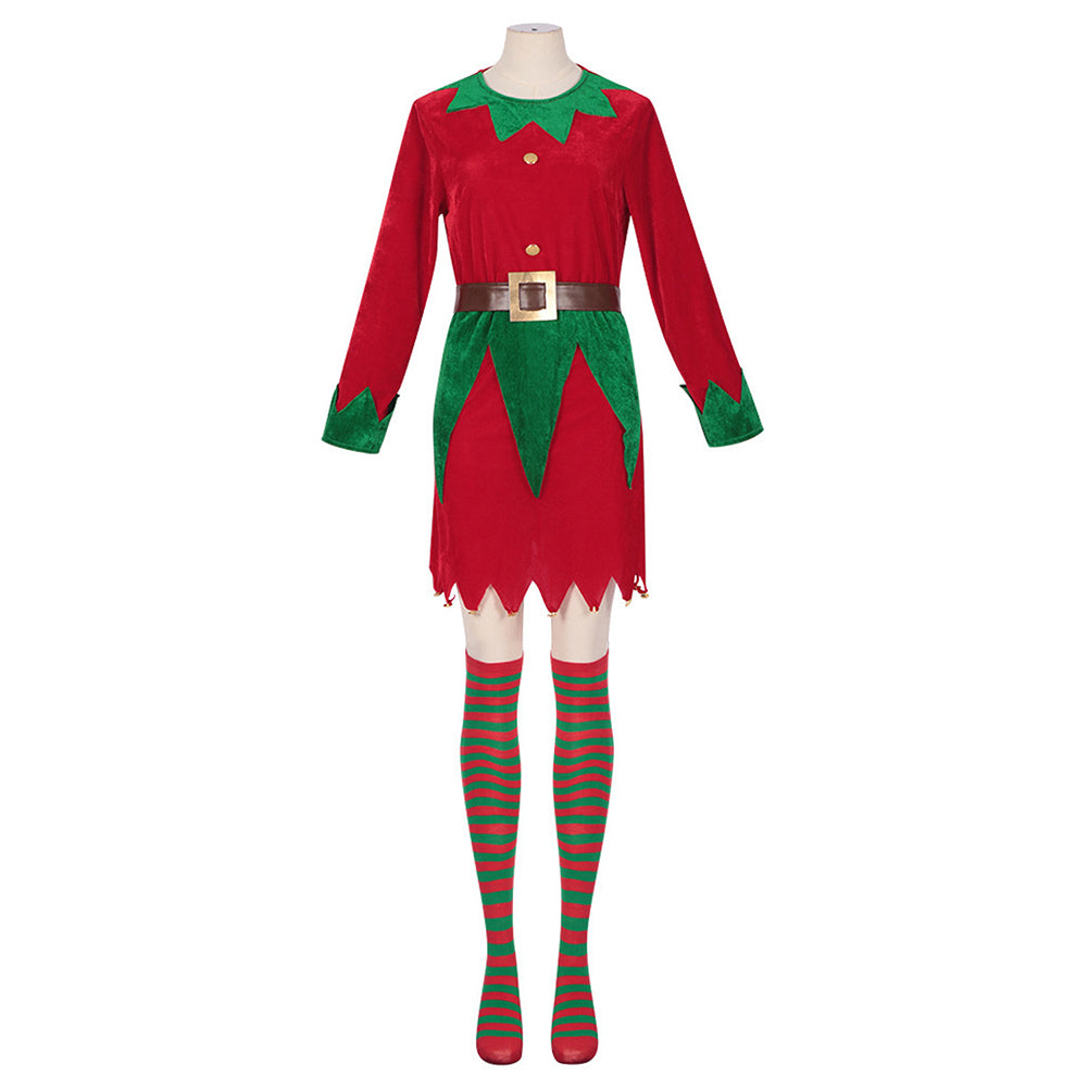 Damen Elf Cosplay Kostüm Kleid Outfits Weihnachten rot Outfits