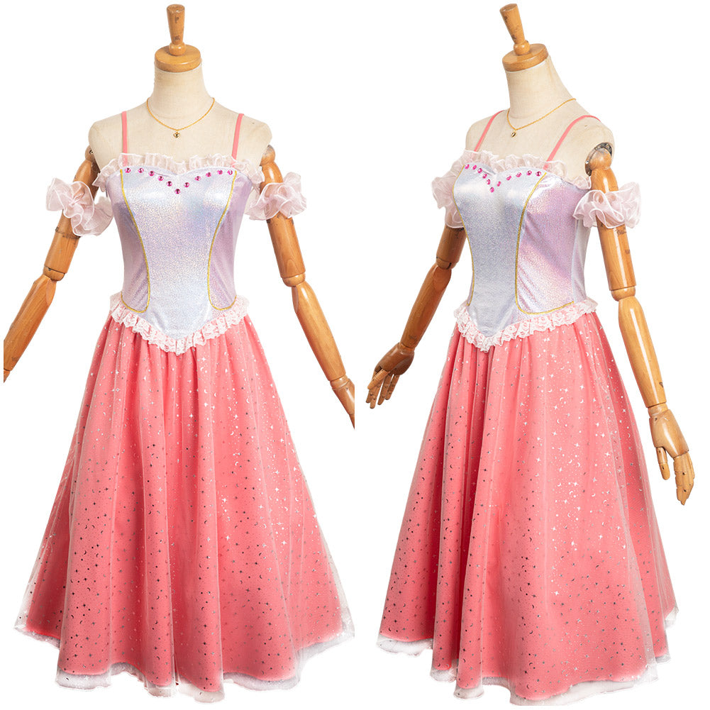 Damen Kleid Cosplay Rosa Garn Rock Cosplay Kostüm Outfits Halloween Karneval Anzug