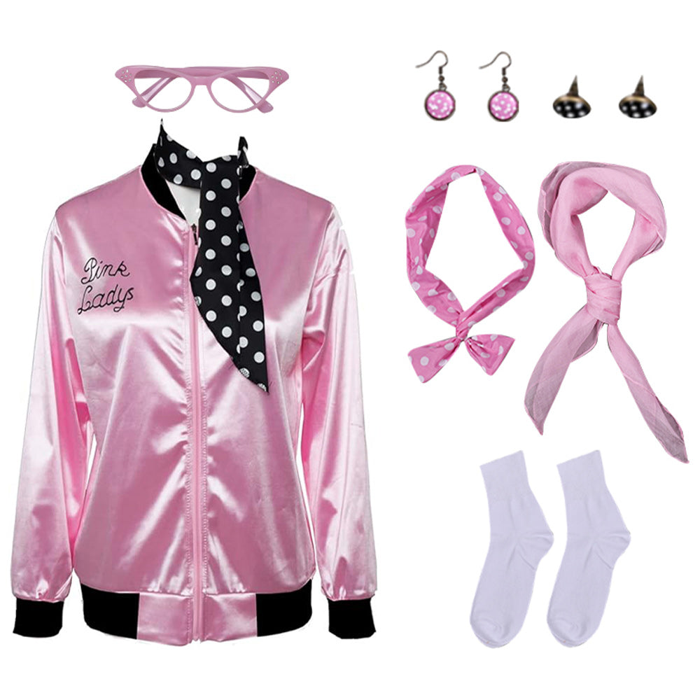 Damen Pink Ladies Jacke Cosplay Kostüm Outfits Halloween Karneval Anzug