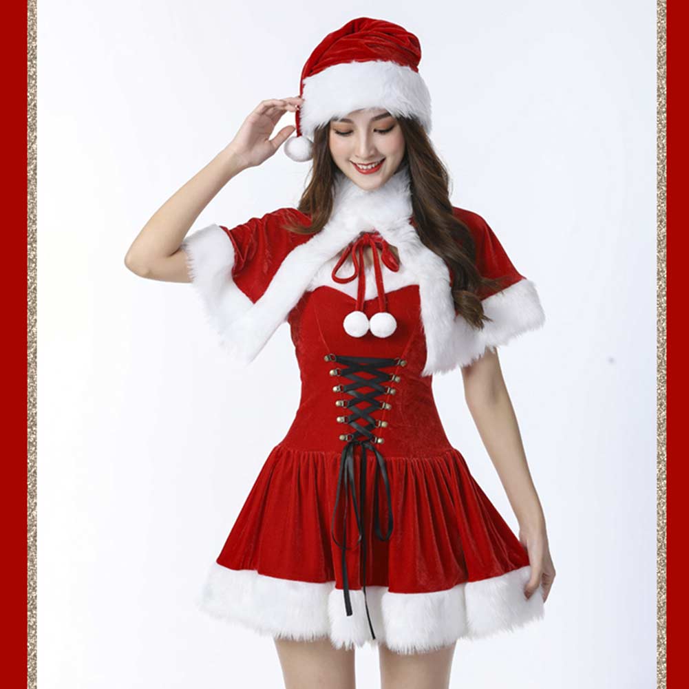 Damen rot Janpanese Rotes Weihnachtskleid Cosplay Kostüm Outfits