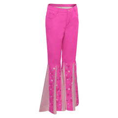 Damen rosa Schlaghose Retro Cosplay Kostüm Outfits Halloween Karneval Party Anzug