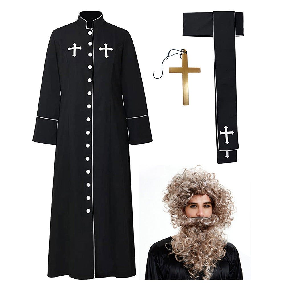 Herren Mittelalterliches Priestergewand Cosplay Kostüm Outfits Halloween Karneval Anzug