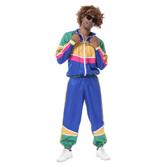 Herren Retro Vintage Hip-Hop Disco Cosplay Kostüm Jacke Hose Stirnband Sprotwear Outfits 70er 80er Jahre