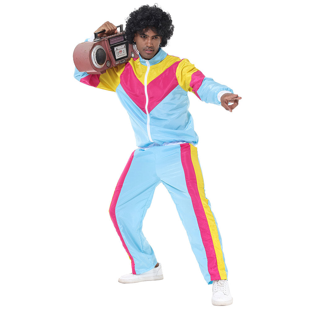Herren Retro Vintage Hip-Hop Disco Cosplay Kostüm Jacke Hose Stirnband Sprotwear Outfits 70er 80er Jahre