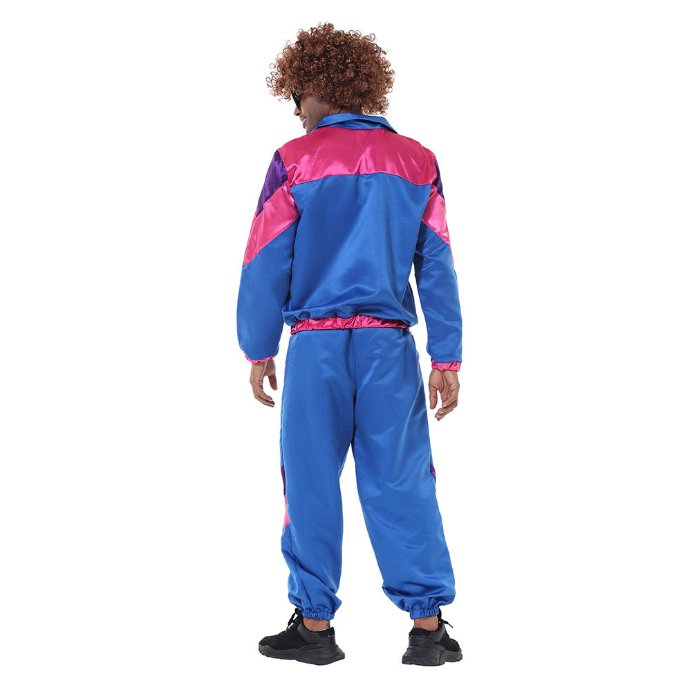 Herren Retro Vintage Hip-Hop Disco Cosplay Kostüm Jacke Hose Stirnband Sprotwear Outfits 70er 80er Jahre