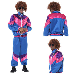 Herren Retro Vintage Hip-Hop Disco Cosplay Kostüm Jacke Hose Stirnband Sprotwear Outfits 70er 80er Jahre