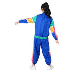 Kinder blau Vintage Disco 70er 80er Sportbekleidung Top Hose Cosplay Kostüm Outfits Anzug