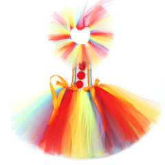 Kinder Mädchen Clown Tutu Kleid Cosplay Kostüm Outfits Halloween Karneval Anzug