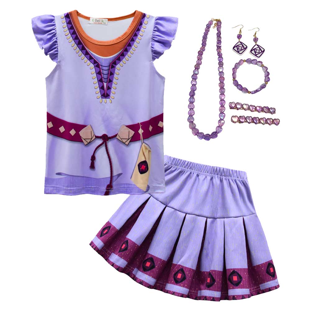 Kinder Mädchen Film 2023 Wish Asha Kleid Cosplay Kostüm Outfits