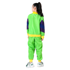 Kinder Mädchen grün Vintage Disco Sportbekleidung Top Hose Cosplay Kostüm Outfits Party Anzug