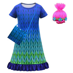 Kinder Mädchen Kleid Trolls Band Together poppy Cosplay Kostüm Outfits Halloween Karneval Anzug