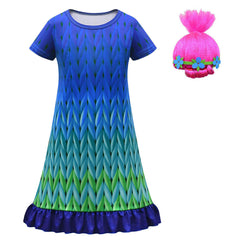 Kinder Mädchen Kleid Trolls Band Together poppy Cosplay Kostüm Outfits Halloween Karneval Anzug