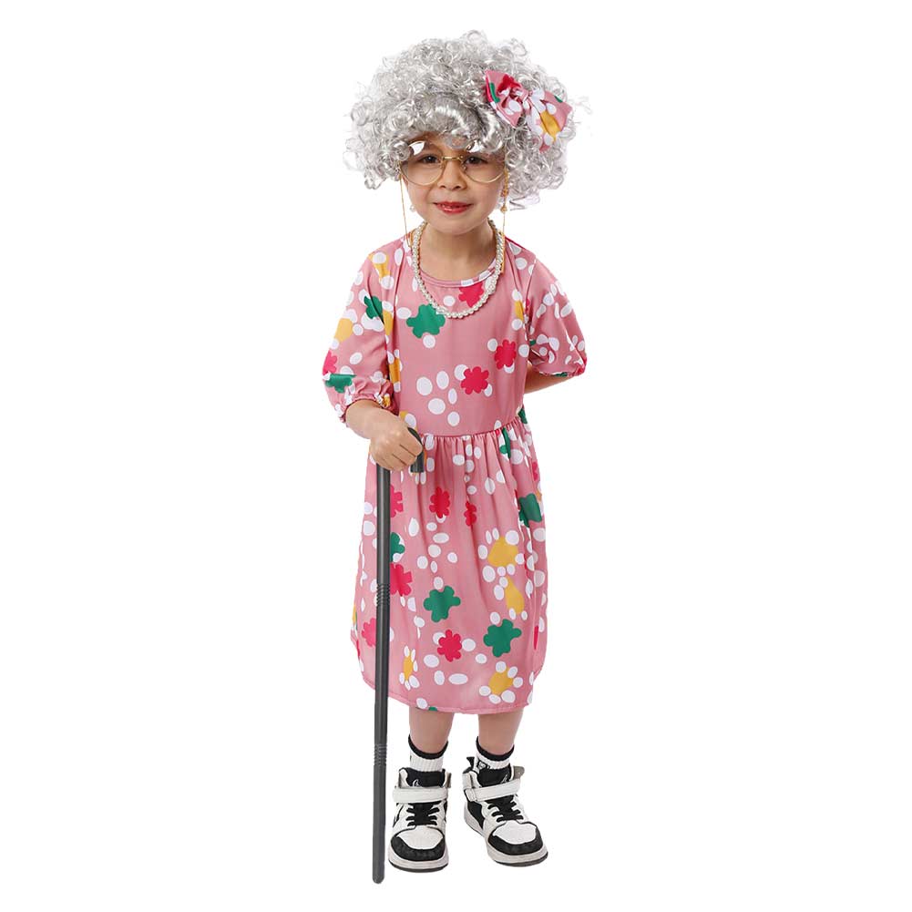 Kinder Mädchen Oma Cosplay Kostüm Outfits Halloween Karneval Anzug