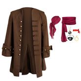 Pirat Cosplay Kostüm Outfits Jacke Kopfbedeckung Gürtel Halloween Karneval Anzug