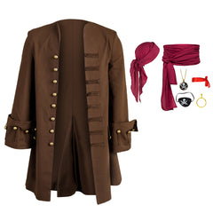Pirat Cosplay Kostüm Outfits Jacke Kopfbedeckung Gürtel Halloween Karneval Anzug