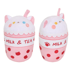 Weiße Katze Milch Teeflasche Plüschtiere Cartoon weiche Stoffpuppen Maskottchen Geburtstag Weihnachtsgeschenke