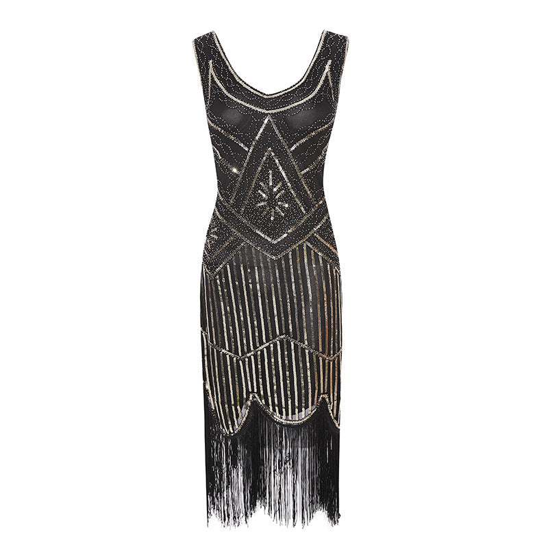 Damen Erwachsene Flapper Kleider Charleston Kleid Voller Pailletten Retro 1920er Jahre Stil Motto Party Kleid