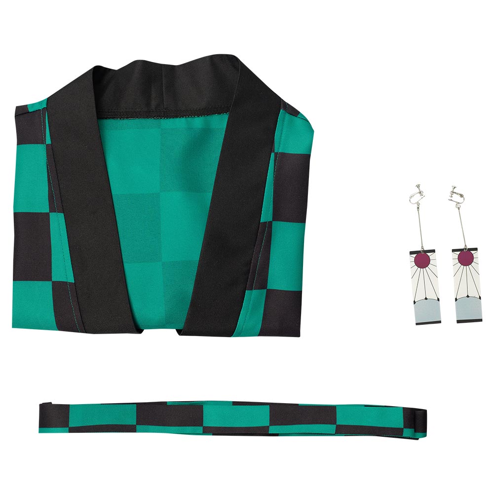 Demon Slayer: Kimetsu No Yaiba Kamado Tanjirou 3D Druck Umhang Erwachsene Unisex Haori mit Ohrringe