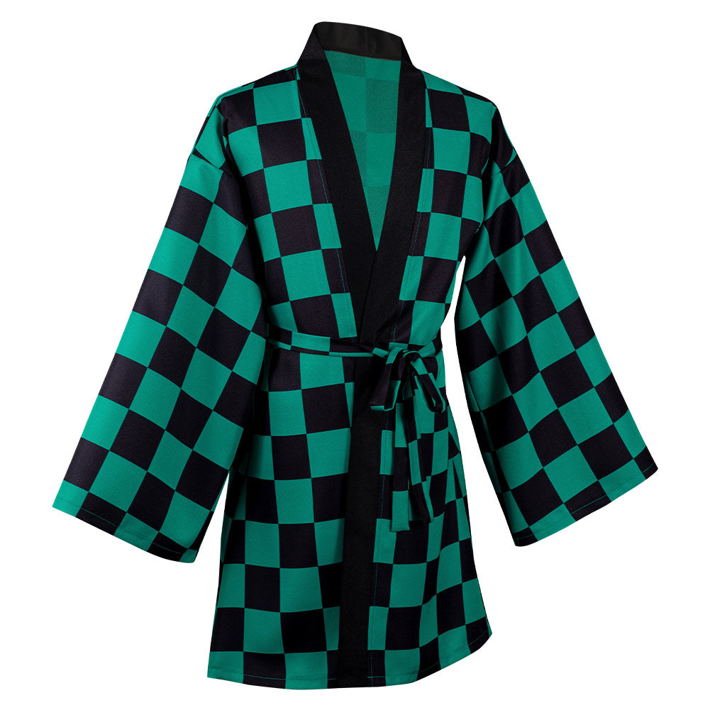 Demon Slayer: Kimetsu No Yaiba Kamado Tanjirou 3D Druck Umhang Erwachsene Unisex Haori mit Ohrringe