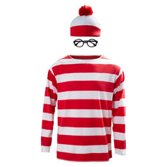 Herren Wo ist Walter Kostüm mit Mütze Where´s Wally Cosplay Erwachsene