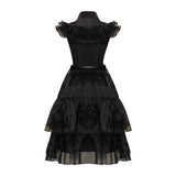 Kinder Mädchen Addams Kleid ärmellos schwarz Kleid