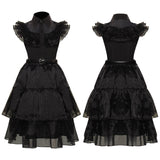 Kinder Mädchen Addams Kleid ärmellos schwarz Kleid