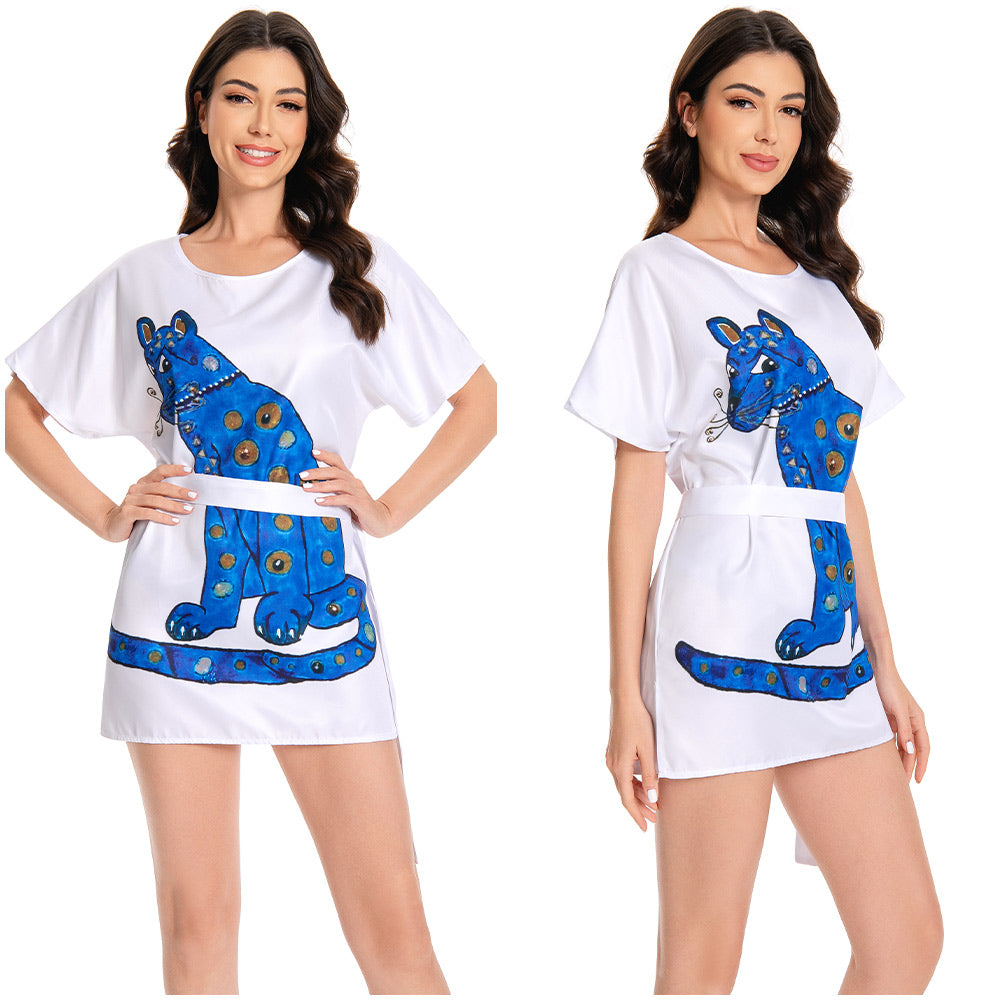 ABBA 70er Jahr Kleid Retro Style Damen Kleid Sommer kurzarm Outfits