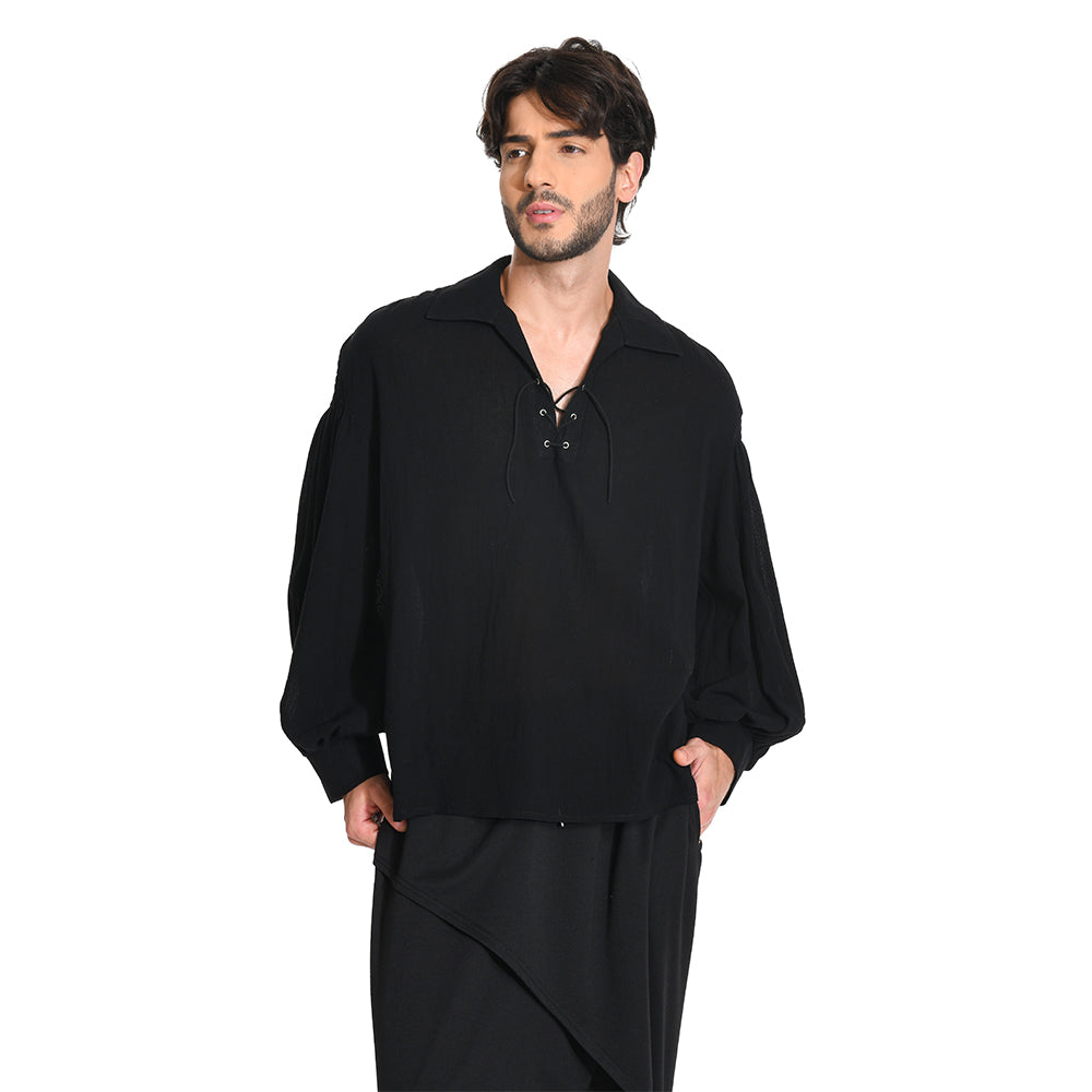 Herren Cosplay Kostüm Outfits Halloween Karneval Anzug Jahrhundert Retro Hemd Jahrhundert Retro Schwarz Hemd