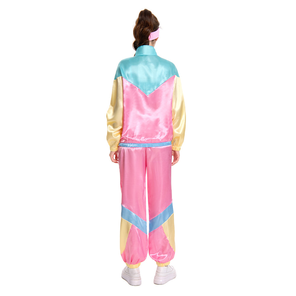 Damen 80er Jahre Kostüm Cosplay Kostüm Outfits Halloween Karneval Party Anzug 2 Stück Windbreaker Outfits 80er Jahre Trainingsanzug