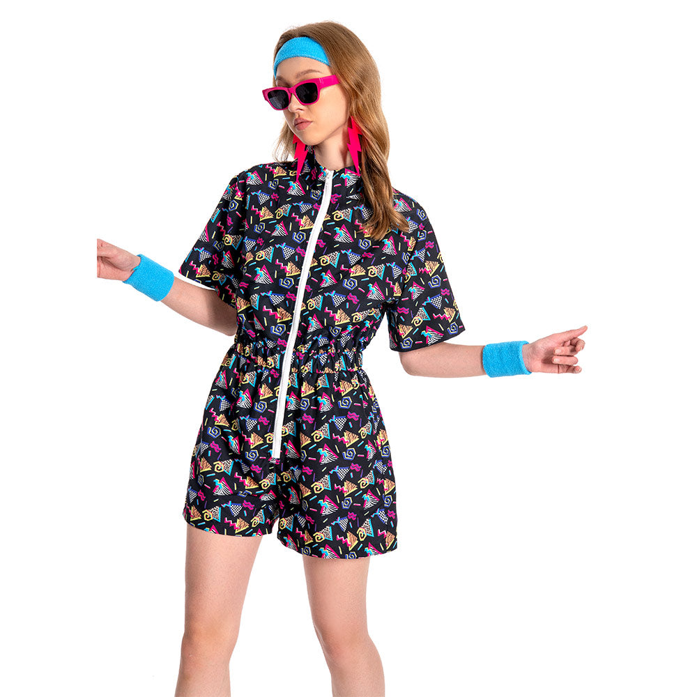 Damen 2 Stück Outfits 80er 90er Jahre Trainingsanzüge Set Jogginganzüge Kostüm Outfits Halloween Karnevalsanzug