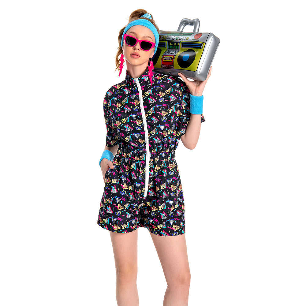Damen 2 Stück Outfits 80er 90er Jahre Trainingsanzüge Set Jogginganzüge Kostüm Outfits Halloween Karnevalsanzug