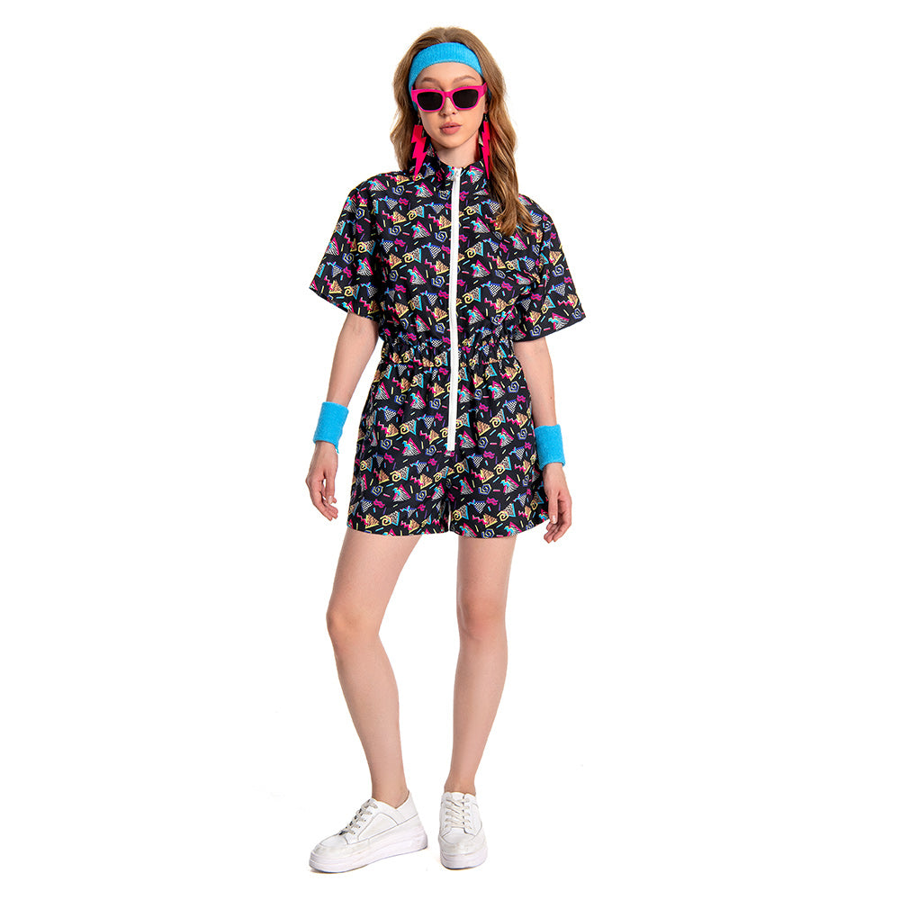 Damen 2 Stück Outfits 80er 90er Jahre Trainingsanzüge Set Jogginganzüge Kostüm Outfits Halloween Karnevalsanzug