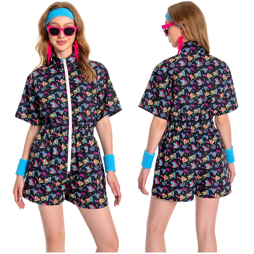 Damen 2 Stück Outfits 80er 90er Jahre Trainingsanzüge Set Jogginganzüge Kostüm Outfits Halloween Karnevalsanzug
