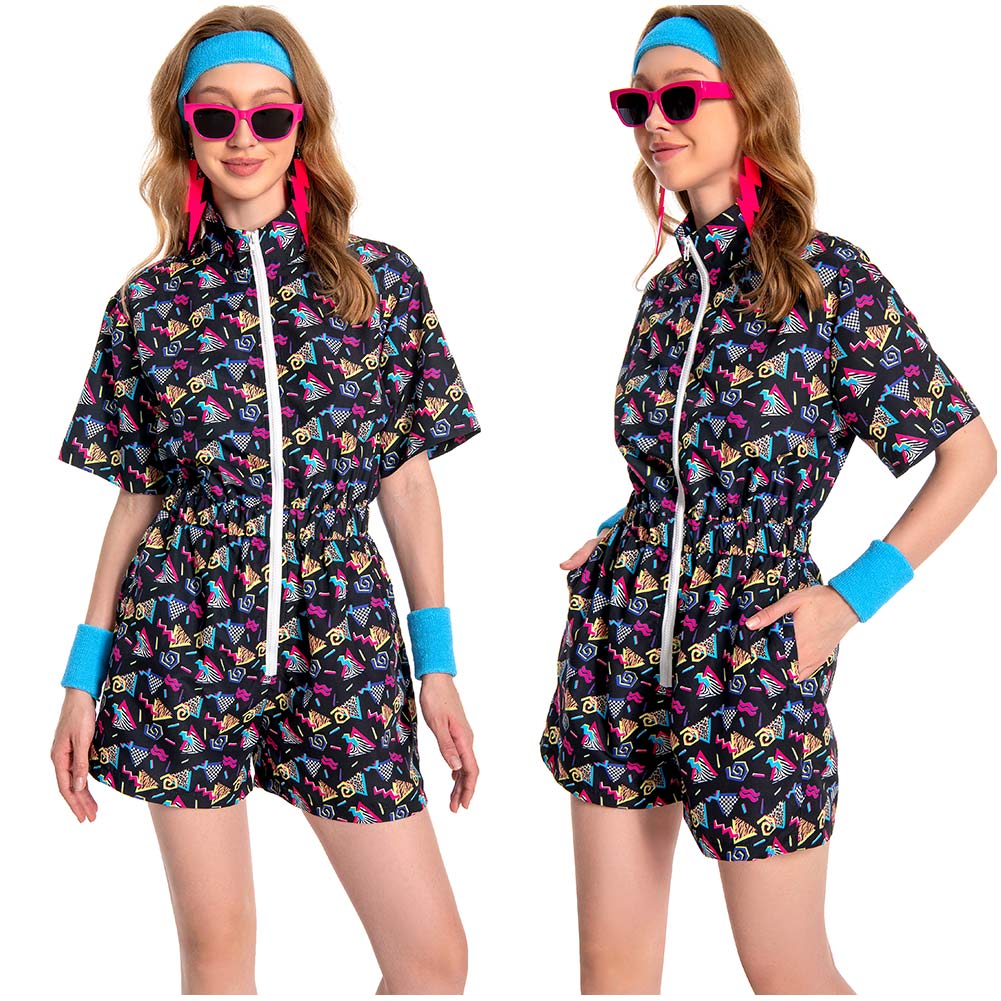Damen 2 Stück Outfits 80er 90er Jahre Trainingsanzüge Set Jogginganzüge Kostüm Outfits Halloween Karnevalsanzug