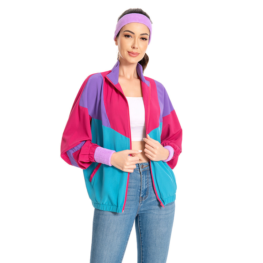 Damen rosa Cosplay Kostüm Outfits Halloween Karneval Anzug Jacke 80er