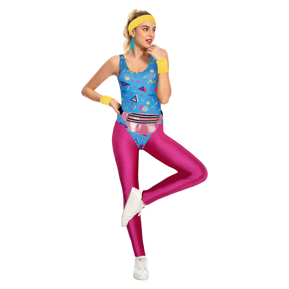 80er 90er Jahre Damen Sport Cosplay Kostüm Outfits Halloween Karneval Anzug