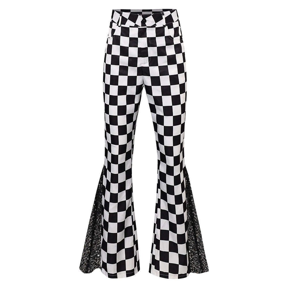 Herren Retro Hose Cosplay Kostüm Outfits Halloween Karneval Anzug 70er Jahre Disco