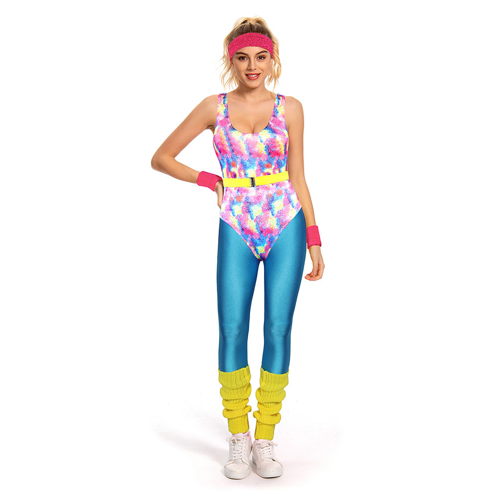 80er 90er Jahre Damen Sport Cosplay Kostüm Outfits Halloween Karneval Anzug