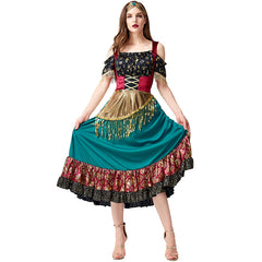 Damen Kleid Flamenco Kostüm STARLIGHT GYPSY Bühnen-Performance Wahrsagerin Cosplay Kostüm Outfits Halloween Karneval Anzug