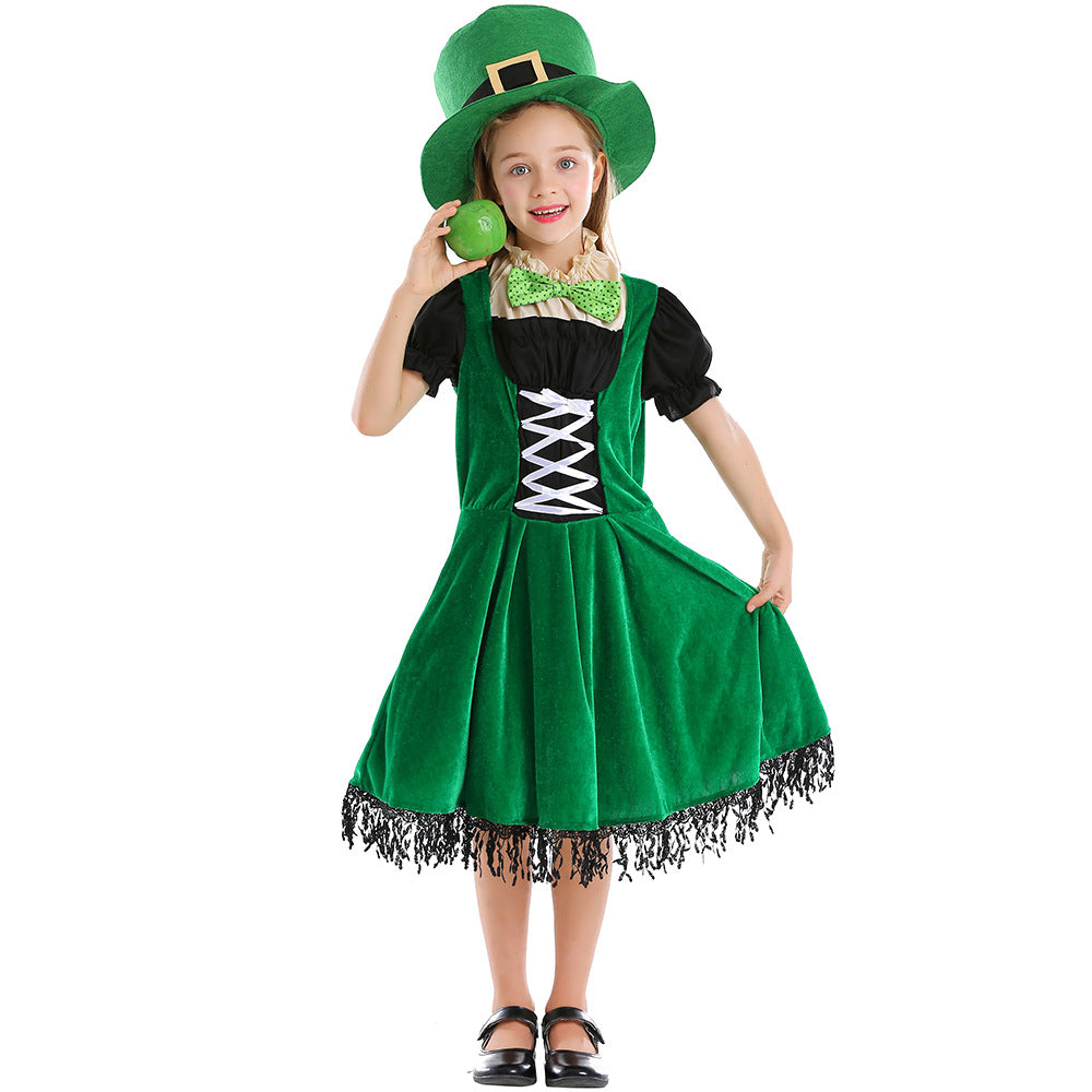 Kinder Mädchen Kleid St. Patrick’s Day Cosplay Kostüm Party Halloween Karneval Anzug