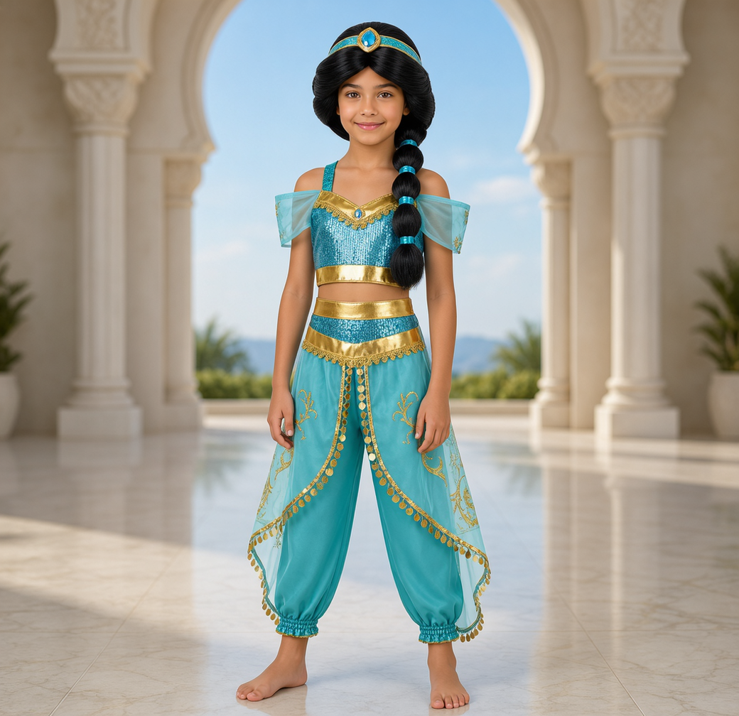 Aladdin‌ Kinder Cosplay-Kostüm für Halloween, Karneval oder Partys: Jafar jasmine