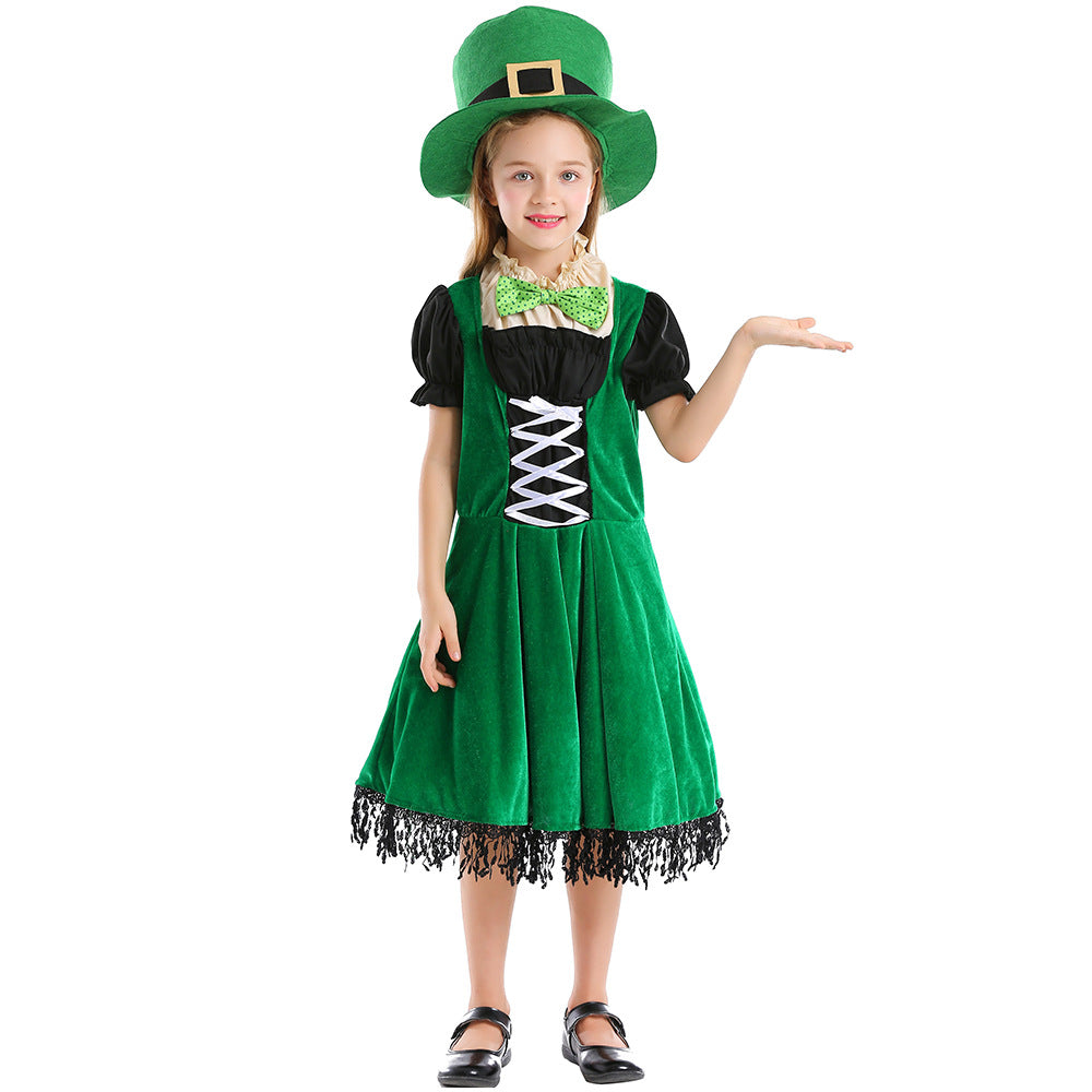 Kinder Mädchen Kleid St. Patrick’s Day Cosplay Kostüm Party Halloween Karneval Anzug
