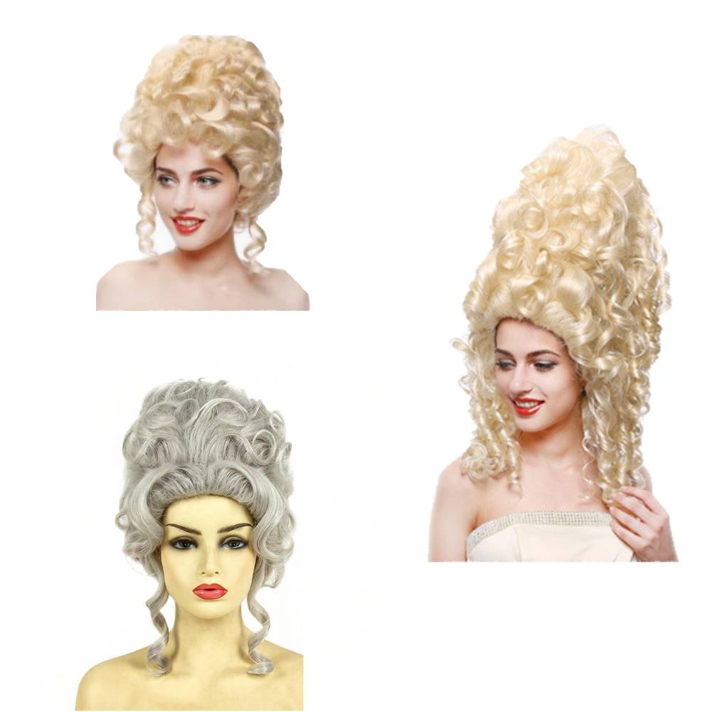 Hohe Mütze höfische adlige Damen Perücke lange lockige Haare Kopfbedeckung