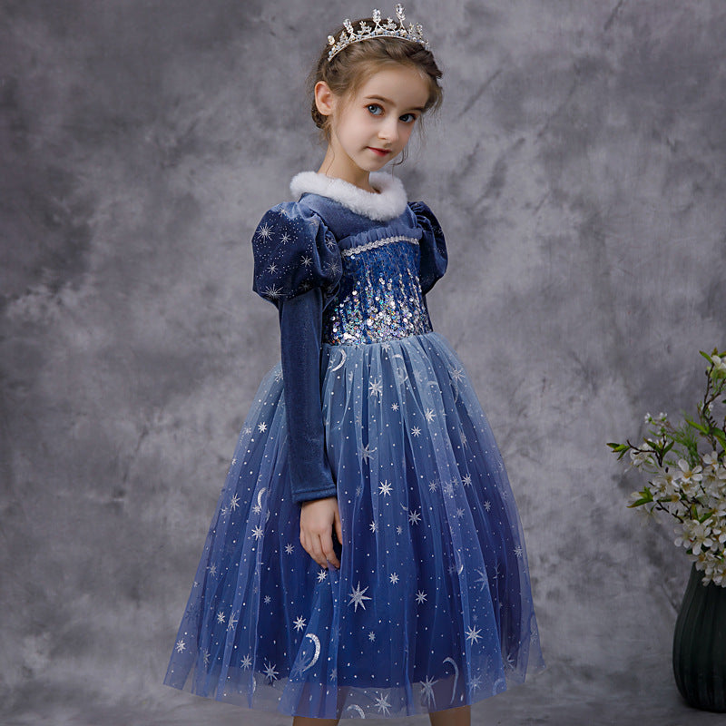 Kinder Mädchen Prinzessin blau tutu Kleid Umhang Cosplay Kostüm
