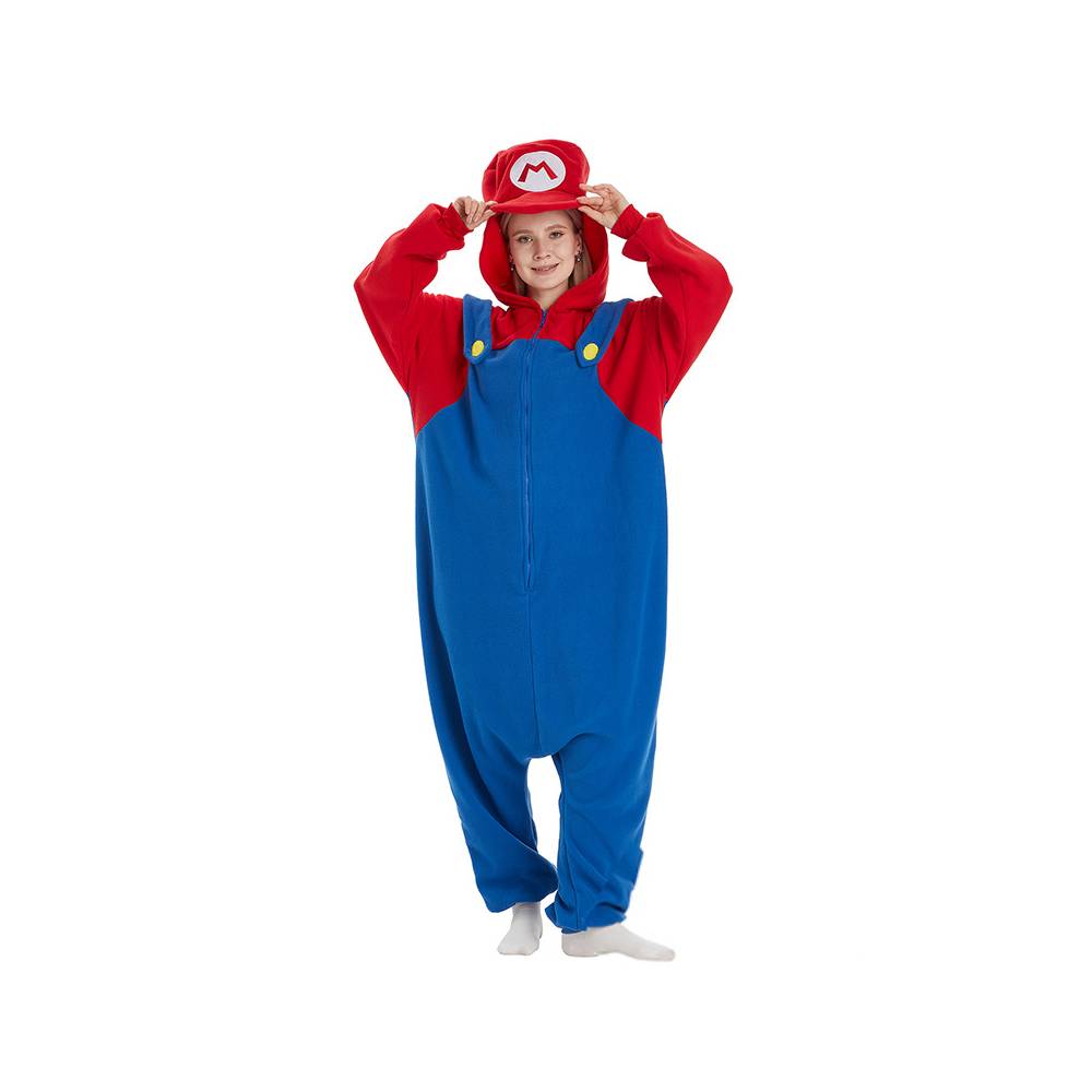 Erwachsene Super Mario Mario Cosplay Jumpsuit mit Kapuze