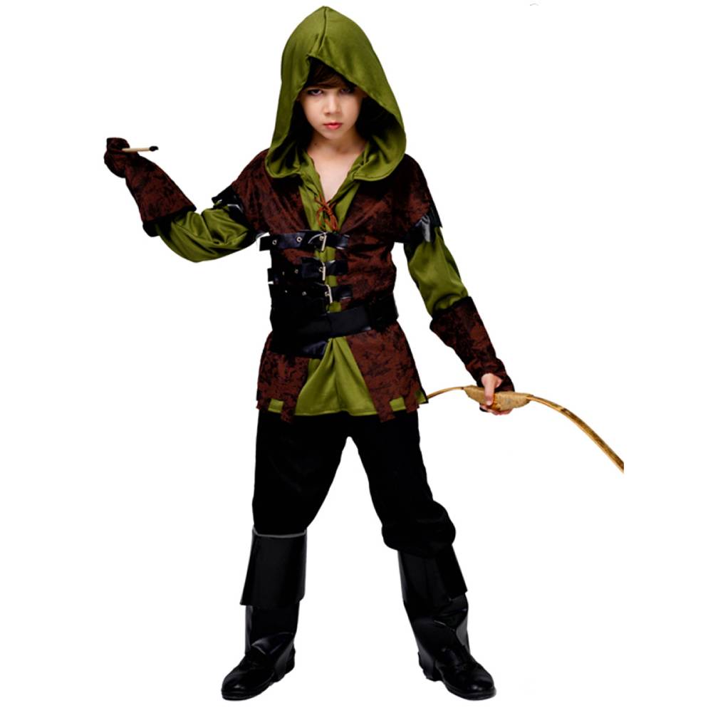 Kinder Jungen Robin Hood Bogenschütze Jäger Kostüm Halloween Karneval Party Outfit